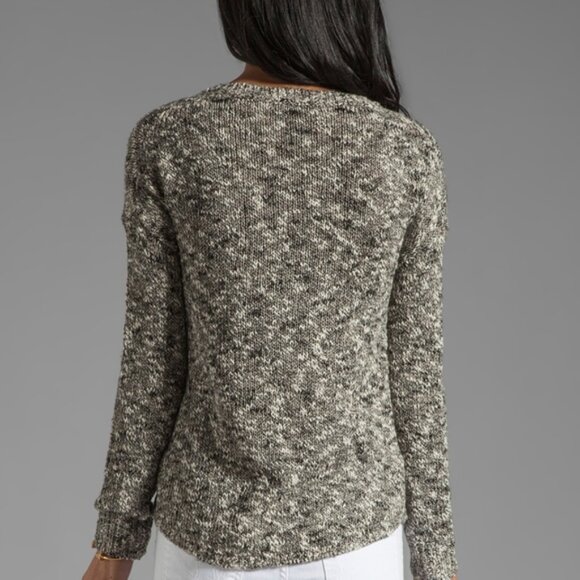 Vince Thick &Thin Tweed Knit Sweater XS Linen Cotton Space Dye Shirttail Hemline - Picture 2 of 10